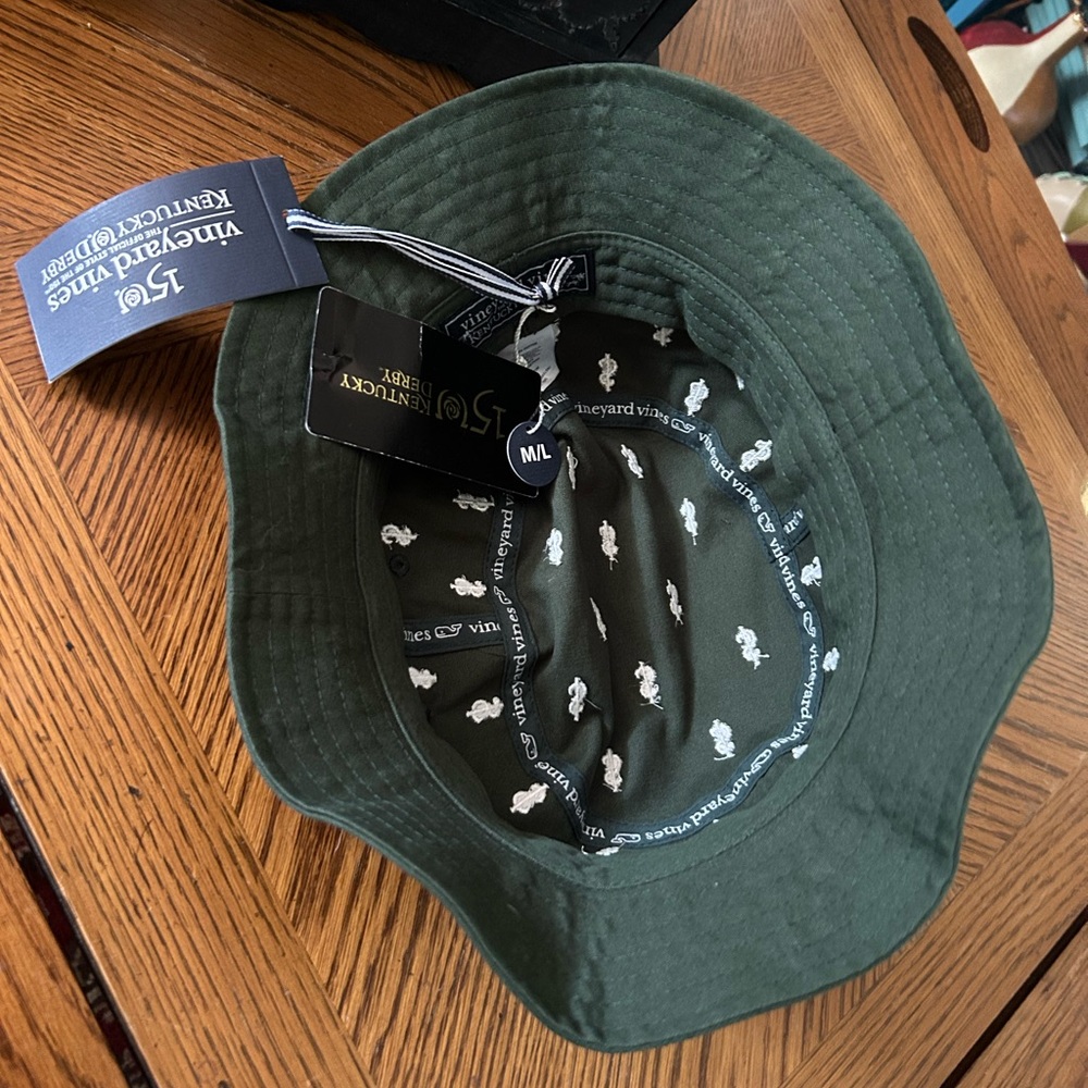 Vineyard Vines Hunter Green Bucket Hat w Dollar Signs - Picture 13 of 14